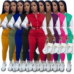 Women baseball Tracksuits fall and winter Two Piece Set Designer Uniform Jackets Joggers Varsity Outfit