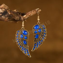 Fashion Bohemian Long Wing Dangle Earrings For Women Jewellery Antique Gold Colour Geometric Beaded Hollow Drop Earrings Female