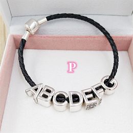 autism beads NZ - alphabet beads for jewelry making kit Letter P charms pandora 925 silver autism bracelet beaded for boy women men couple chain preppy b194a