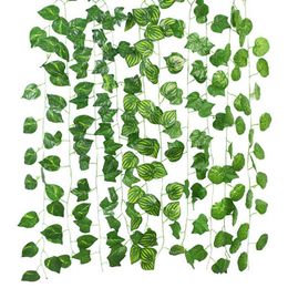 Faux Floral Greenery 230Cm Artificial Leaves Garland Fake Green Leaf Climbing Vine Artificial Plants Wall Hanging Garland Wedding Party Home Garden Decor J220906