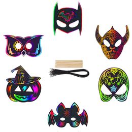 Halloween DIY Painting Mask Carnival Gift Half Face Facemask Children's Party Dance Masks Classroom Decoration Props