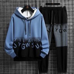 Mens Tracksuits Casual Tracksuit Men Hooded Outfit Sets Spring Autumn Mens Harajuku Set HoodiePants 2PCS Jogging Sports Suit Print Clothing 220906