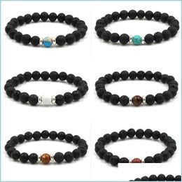 Charm Bracelets Lava Rock Bracelet Essential Oil Diffuser Yoga Bead Bangle For Women Men Natural Volcanic Stone Bracelets X Mjfashion Dhv2T