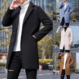 Men's Trench Coats Autumn Winter Trench Coat Men Windbreaker Jacket Windproof Long Jacket Men Mid-Length Coat Overcoat 220906