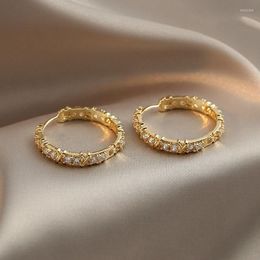 Hoop Earrings Plain Ring Large Vintage Hong Kong Style Light Luxury 925 Silver Needle Female Diamond