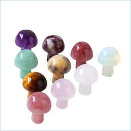 Arts And Crafts Christmas Decorations Crafts Mushroom-Shape Chakra Stones Natural Healing Crystals Quartz Chakras Reiki Yoga Flowe Dhvlf