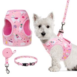 Dog Collars Leashes Small Harness Leash Set Step In Cute Soft Adjustable Pink Puppy Breathable No Pl Mesh Vest For Medium Do Bdesybag Amtpd