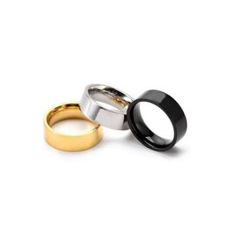 Black Silver Gold titanium steel ads ring hip hop male and female ring US size 6-9