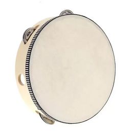 Favours Drum 6 inches Tambourine Bell Hand Held Tambourine Birch Metal Jingles Kids School Musical Toy KTV Party Percussion Toy DHL Free C0907