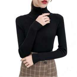 Women s Sweaters Bonjean Autumn Winter Knitted Jumper Tops turtleneck Pullovers Casual Women Shirt Long Sleeve Tight Sweater Girls 220906