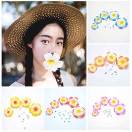 Faux Floral Greenery 20 pcs Plumeria Hawaiian Foam Frangipani Flower Artificial Silk Fake EI Flower For Wedding Party Decoration J220906