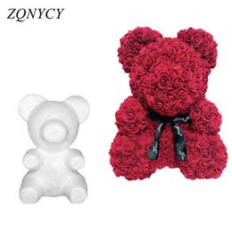 Faux Floral Greenery 1Pcs Modelling Polystyrene Styrofoam White Foam Bear Mould Teddy For Valentine's Day Gifts Birthday Party Wedding Decoration J220906