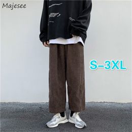 Men's Pants Men Casual Pants Plus Size 3XL Solid Corduroy Straight Trousers Male Loose Ins Chic Elastic Waist Trendy Korean Style Streetwear 220907