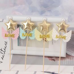 Festive Supplies Design Stars Wing Cake Topper Princess For Happy Birthday Party