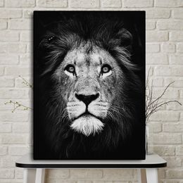 Canvas Painting Black and White Wild Africa Lion Landscape Animal Posters and Print Cuadros Wall Art Picture for Living Room