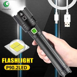 2020 New Gift XHP90.2 Ultra Powerful 18650 Led Flashlight Lamp Usb Rechargeable XHP70 Tactical Light 26650 Zoom Camp Torch J220713