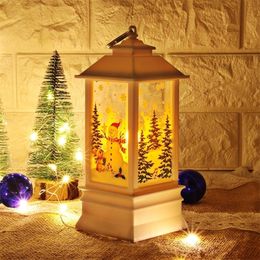 Christmas Decorations 20 cm Lantern Santa Claus Snowman ELK Printed LED Light Xmas Tree Ornaments Year Home 220908