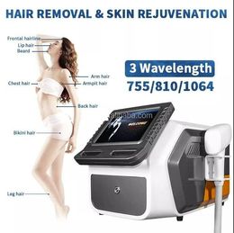 Professional 810 nm diode laser hair removal permanent 3 Wavelength 755nm 810nm 1064nm skin rejuvenation painless equipment beauty machine with cooling system