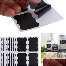 Gift Wrap Gift Wrap 48Pcs/Set Pvc Adhesive Black Writing Removable Top Quality Stationery Sticker Craft Kitchen Jar Organizer Labels Dhrbk