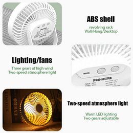 Electric Fans Mini Ceiling Fan Portable Wall Mounted USB Battery Rechargeable Desktop Night Light Outdoor Camping Wireless Air Circulation T220927