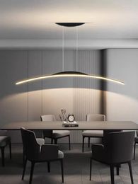 Pendant Lamps Modern Minimalist Chandelier Horizontal Hanging Led Lamp Dining Room Kitchen Office Front Desk Lighting Fixture 2022