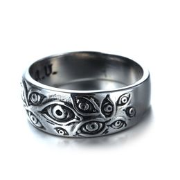 Punk Carved Eyes Mens Ring Hip Hop Rock Culture Ring for Unisex Women