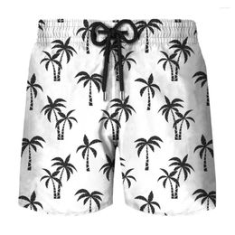 Men's Shorts 2022 Summer Coconut Tree 3D Printing Hawaii Swim Trunks Men's Beachwear Loose Korean Wave Swimwear Beach