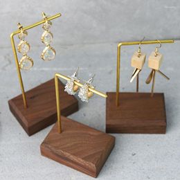 Jewelry Pouches Walnut Metal Earring Stand Holder Shelf Display Rack Bracket Organizer