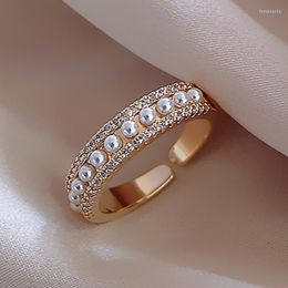 Anillos de boda 2022 Fashion Simple Pearl Opening Ring Mujeres surcoreanas Exquisito Joyería Estudiante Índice Fingo Novias regalo