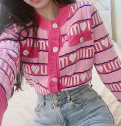 NEW women's sweaters style heart matching Colour Designer paris Women Fashion Simple Casual cardigans short length pink slim fit wool kit female