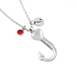 Chains IJMD0039 Heart Shape Fish Hook Stainless Steel Cremation For Ashes Urn Pendant Keepsake Jewellery