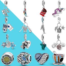 925 Silver Charm Beads Dangle Unicorn Chocolates Coffee Cup Toothbrush and Toothpaste Pendant Bead Fit Pandora Charms Bracelet DIY Jewelry Accessories