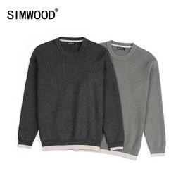 Men's Sweaters SIMWOOD Winter New Sweater Men Contrast Color O-neck Plus Size Pullovers High Quality Brand Clothing SJ121296 T220906