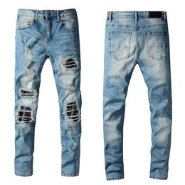 Novo jeans de moda quente moda skinny slim ripped masculino masculino wear motocicleta motociclista jeans jeans tamanho 28-40