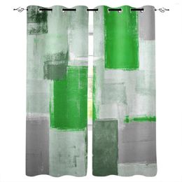 Curtain Oil Painting Abstract Geometric Green Curtains For Bedroom Living Room Luxury European