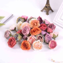 Faux Floral Greenery 10 pcsparty Artificial Peony Flower Head Home Wedding Handmade Diy Decoration Handmade Gift Craft Wreath Silk Party Scrapbook Fake J220906