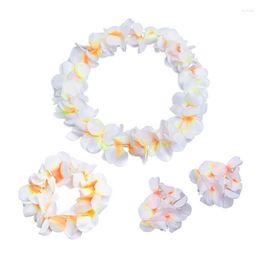 Decorative Flowers 4pcs Cloth Hawaiian Party Garland Artificial Necklace Dress Hawaii Leis Supplies Beach Wreath DIY Gift Decoration