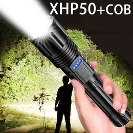 Super Bright XHP50 Led Flashlight Zoom Usb Rechargeable High Powerful Flashlight Waterproof 18650 Tactical Flash Light Camping J220713