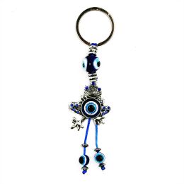 Key Rings L Luckboostium Frog Charm W/Blue Crystal Evil Eye Keychain Ring Sign For Protection Blessing Harmony And Nce Home Mjfashion Amq4O