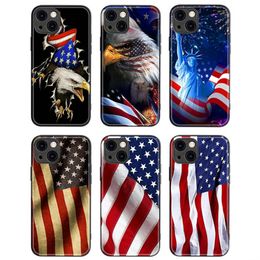 tempered glass Phone Cases For iPhone 14 Pro Max 13 12 11 XS XR X 14Plus Fashion United States national flag Hard Back Cover Cellphone Case