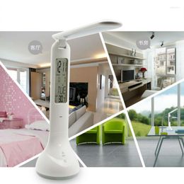 Table Lamps Foldable Dimmable Led Desk Lamp Light With Calendar Temperature Alarm Clock Atmosphere Colours Changing Book Lighting