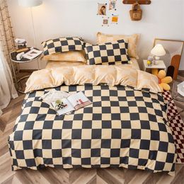 Bedding sets Fashion Simple square home textile Quilt Cover Set With Bed Linens Single/Queen/King Size Bedding Set For Double Bed 3-4pcs 220908