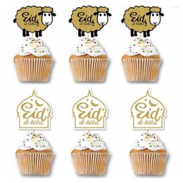 Festive Supplies 24pcs Eid Al Adha Cupcake Topper For Traditional Muslin Sheep DIY Ramadan Moon Cake Decoration Banner Mubarak Party Supplie