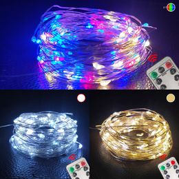 Strings Festive Outdoor Silver String Light 8 Modes 10M 5M 2M Remote Control Timing USB Garden For Party Christmas Decoration