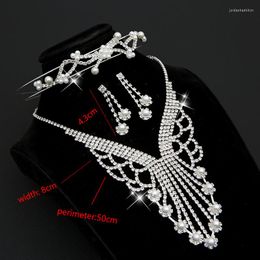 Pendant Necklaces Bride Ornaments Crown Three-piece Accessories Jewellery Water Drill Hair Drops Necklace Ladies Party Banquet