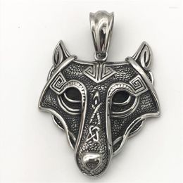 Pendant Necklaces Style Men 316 Stainless Steel Wolf Animal Send Leather Rope Necklace