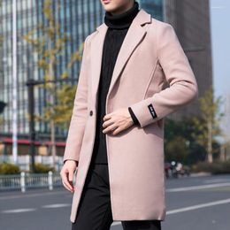 Men's Trench Coats Male Stylish Windproof Pockets Windbreaker Korean Style Men Lapel For Daily Wear