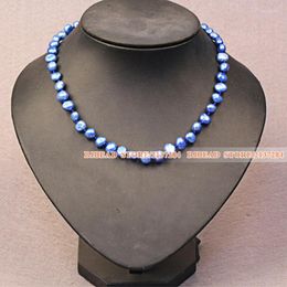Choker Beautiful And Simple Trendy Style Natural Blue Potato Shape Freshwater Pearl Necklace For Mother Gift