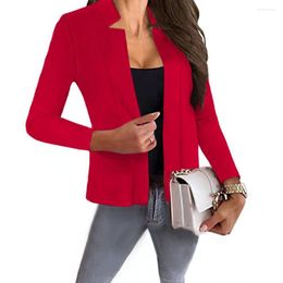 Women's Suits Jacket Blazer Long Sleeve Solid Color Slim Fit Women Office Work Notched Collar Open Front Cardigan Outerwear