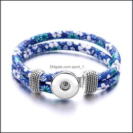 Charm Bracelets Colorf Flower Ethnic Style Woven Rope Bracelet Fit 18Mm Snap Button Charms Jewellery For Women Men Drop De Dhseller2010 Dhmla